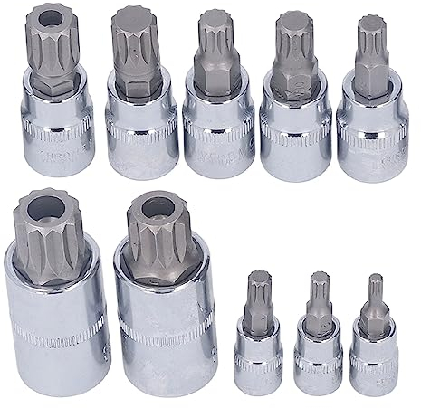 M10ple 10 Stück Spline-Bit-Steckschlüsselsatz M4 Bis 1 4 Zoll 3 8 Zoll 1 2 Zoll Antrieb Cr V Bit-Steckschlüsselsatz mit Aufbewahrungsbox