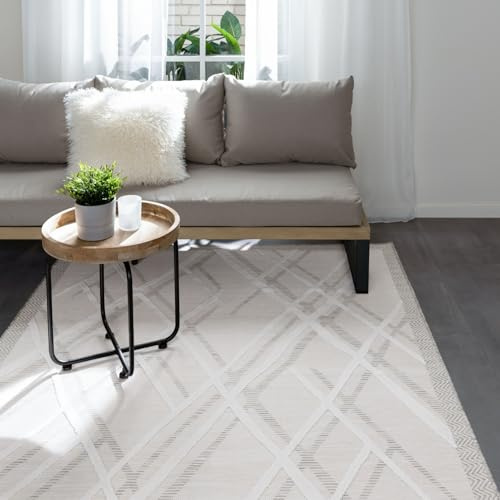benuta Basic In- & Outdoor Teppich Flora - Creme 200x300 cm - Florales Design - Wetterfest & UV-beständig - Für Balkon, Terrasse, Garten - Küchenteppich & Wohnzimmerteppich - Pflegeleicht Robust