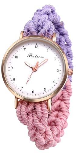 JewelryWe Damenuhr Elastische Haargummi Uhr Damen Analog Quarz Armbanduhr Bunt Geflochten Stretch Stoffarmband Ultradünne Leichte Haarband Uhr mit Zugarmband - Geschenk für Frauen Mädchen