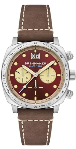 Spinnaker, Orologio da polso da uomo, cronografo Meca-Quartz, 42mm, con cinturino in vera pelle, SP-5068