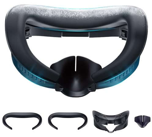 DESTEK Cooling Face Pad für Meta/Oculus Quest 3 Zubehör – Mit Zwei Gesichtsauflagen aus Ice Silk und Cooling Gel für ultimativen Komfort – Verstellbarer Halter Schnelle Installation & Entfernung