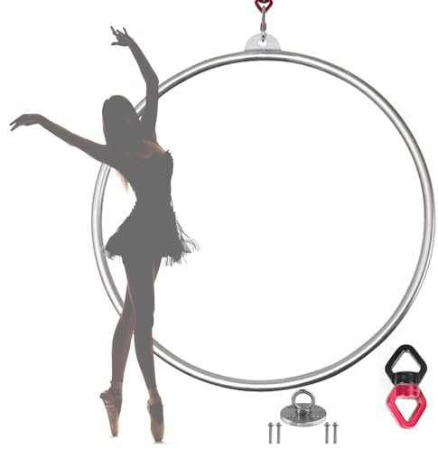 Quixnova Lyra-Reifen aus Edelstahl – 90 cm Luftring-Set, Einpunkt-Luftring-Ausrüstung, Tanz-Zirkusring für Yoga, Akrobatik, Gymnastik, 3,2 cm Rohrdurchmesser