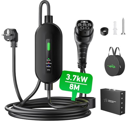 Evjuicion Chargeur Voiture Electrique 3,68kW,8M EV Chargeur Type 2 16A, Câble Recharge Voiture Electrique Rapide, vec Voyant LED,IP65, IEC 62196-2, Compatible avec EV/PHEVs
