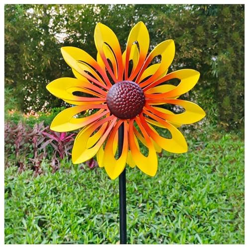Sonnenblume Windrad Doppelwindrad mit gegenläufigen Rotoren,174CM, Windrad Garten Familie, Freunde Und Bekannte,Yellow