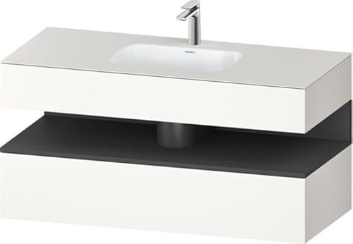 Duravit Qatego lavabo encastrado con base de lavabo consola, 1200x550x600mm, nicho Grafito mate, QA4787049, Color: Blanco