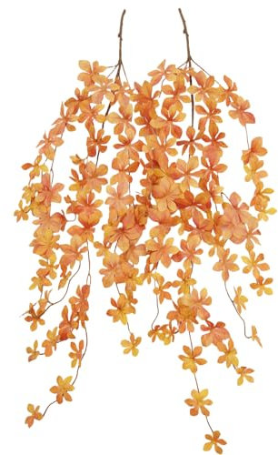 JOJAZE 2PCS Fall Hanging Decor Fall Wall Hanging Plants 35.5 Inch Artificial Fall Stems Fake Autumn Leaves Vines for Outdoor Indoor Home Garden Autumn Festival Thanksgiving Christmas Decor(Orange)