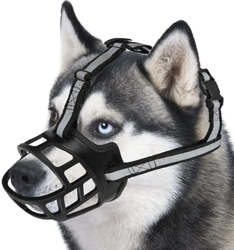 Maulkorb für große Hunde, Maulkorb für mittelgroße Hunde, Korbmaulkorb für Hunde, Hundemundschutz, Hundemaulkörbe gegen Beißen, geeignete Fellpflege, Trimmtraining (Schwarz, 3)
