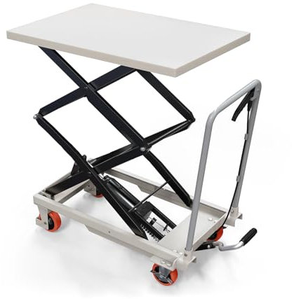 JGUOLIANG Cric à Double Ciseaux, capacité de Levage 126cm, Table de Levage hydraulique capacité 150kg, cric Moto avec 4 Roues, Chariot de Table de Levage hydraulique Manuel,Leve Tracteur Tondeuse