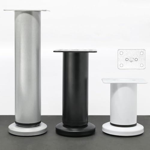 Metal Adjustable Furniture Legs，Cabinet Legs Couch Legs, Metal Legs for Furniture，Sofa/Bed/Chair/Couch/Dresser/Table, Heavy Duty Bed Replacement Support Legs, 2 Pcs(White,25-42cm)