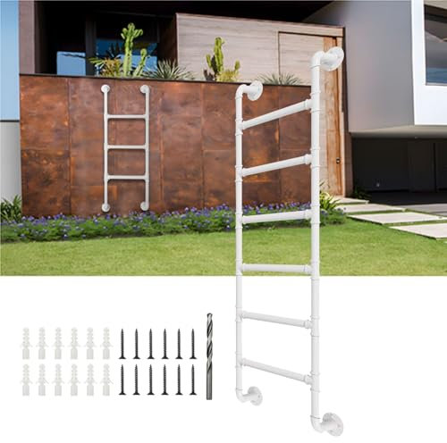Scala antincendio universale in metallo bianco per la sicurezza domestica 154,9 cm Loft soffitta scala a gradini per letto a castello montaggio a parete cantina finestra pozzo scale in uscita