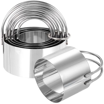 sourcing map 5 Pieces Round Biscuit Cutter Set Stainless Steel Circle Cookies Dough Cutter Tool with Handle for Kitchen Baking Cake