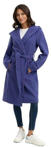 MARIKOO Damen Übergangsmantel (XS-3XL) - Eleganter Wickel Mantel mit Taillengürtel, Oversized Hood Kapuze, Warme Jacke Frauen - N046 (M, BlueViolet)
