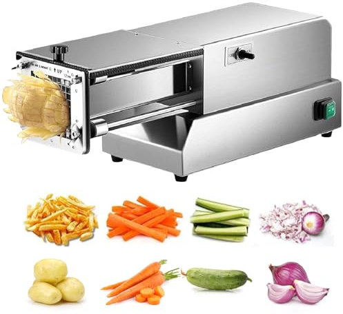 Elektrischer Kartoffelschneider mit 1/3-Zoll-Klingen aus rostfreiem Stahl, Kartoffelschneider und Zerkleinerer mit Anti-Rutsch-Füßen, ideal für Kartoffeln, Pommes Frites, Gurken, Gemüse, Kar