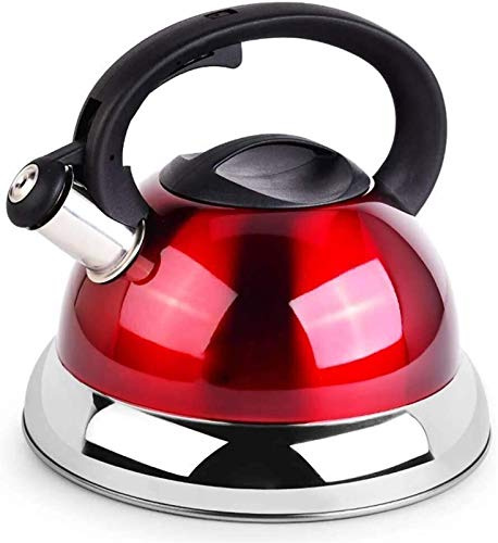 NTALJC Tea Kettle Stovetop Whistling Lightweight Household Stainless Steel Kettle Suitable for Cookware Kettle with Flute Design Whistle Kettle(Red)