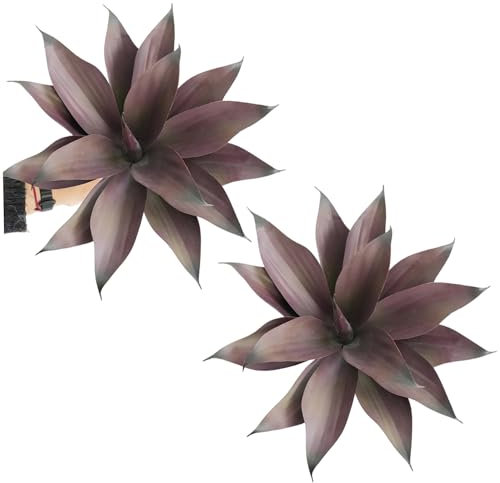Obelunrp Faux Agave Plant Outdoor, 2pcs 36 cm lebensechische Kunststoffkunstkunst -Agavenpflanzen, UV -resistente falsche Agaves Grün für Innenländer im Freien Außendekorationen