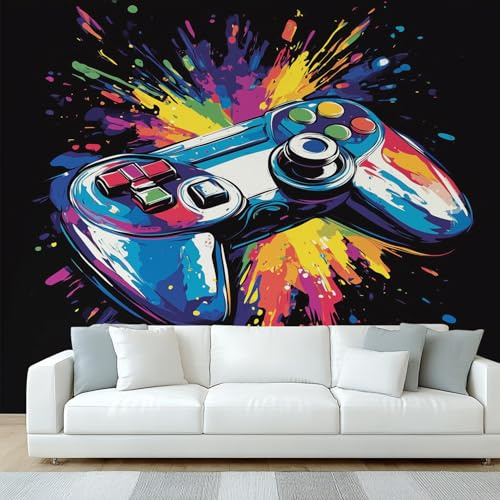 Gamer Wallpaper, Graffiti Gaming Joystick Wall Mural, Wallpaper for Bedroom Living Room, Home Decor, Photo Wall Paper, 200 x 140 cm