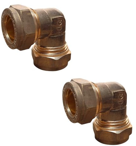 Connettori a gomito a compressione in ottone, 15 mm, confezione da 2, resistenti raccordi idraulici per tubi in rame, non richiedono saldature