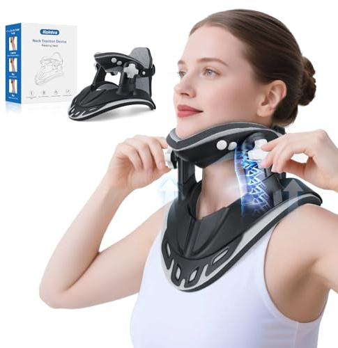 Holniva Neck Stretcher Cervical Traction, Adjustable Cervical Neck Traction Device, Neck Braces for Neck Pain and Support, Ergonomic Design for Home, Office & Travel Use - FSA Eligible/HSA Eligible