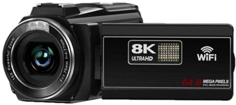 Yominerr Cámara de Video 8K con Pantalla Táctil LCD de 3 Pulgadas, 60 FPS/64 MP, Zoom Digital de 18x, Grabadora HD, WiFi, Videocámara Portátil.
