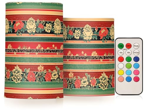 siphylline Tradizionale cinese Decorativo Modelli di Bordo Candela LED con Telecomando Impermeabile Operato Candela Decorazione Camera Da Letto Alimentato A Batteria Set 2 Pezzi