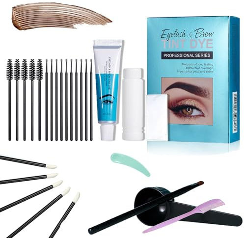 Eyebrow & Eyelash Color Kit, Professional Brow Tint Kit, Waterproof & Smudge-Proof, Lasts 4-6 Weeks for Natural-Looking Brows & Eyelash, Gentle Formula for Women & Beginners (#2 Brown)