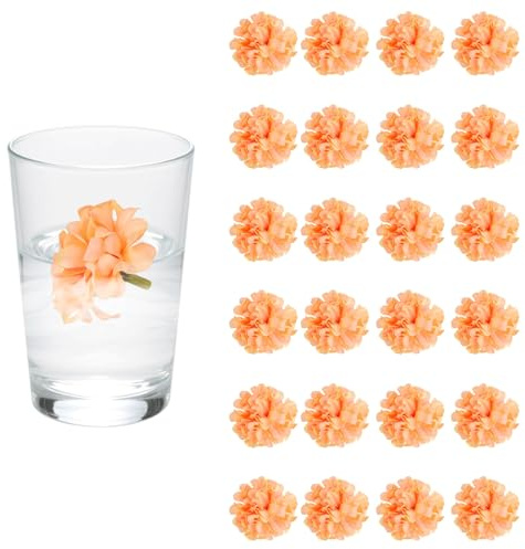 sourcing map 24 flores flotantes para centros de mesa, flores artificiales de seda de hortensias naranjas para velas flotantes, jarrones, fiesta, hogar, mesa, boda, centros de mesa, decoración