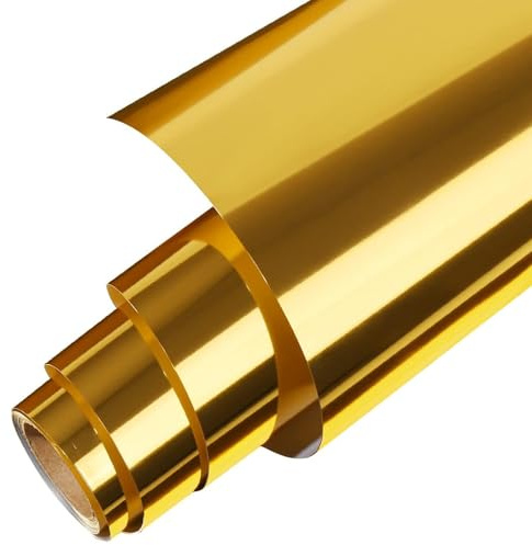 Creatorally Hart Spiegel Metallic Flexfolie Rolle 30,5 cm x 1,83 m Gold, Plotterfolie Bügelfolie HTV Transferfolie für Textilien, T-Shirts & DIY Bastelprojekte
