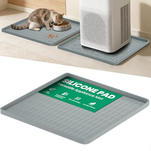 Portable Air Conditioner Silicone Mat: 20''x20''x0.7'' Waterproof Portable AC Drip Pan - Non-Slip Soft Drip Tray with Raised Edge - Ideal for Ice Maker Mini Fridges & Electrical Appliances - Grey