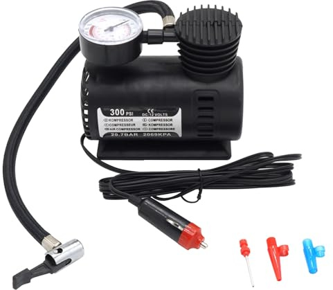 Bomba infladora de neumáticos portátil de 12 V, Mini compresor de Aire eléctrico de 300 PSI con manómetro y Adaptador Universal para neumáticos de automóvil, inflables, Pelotas