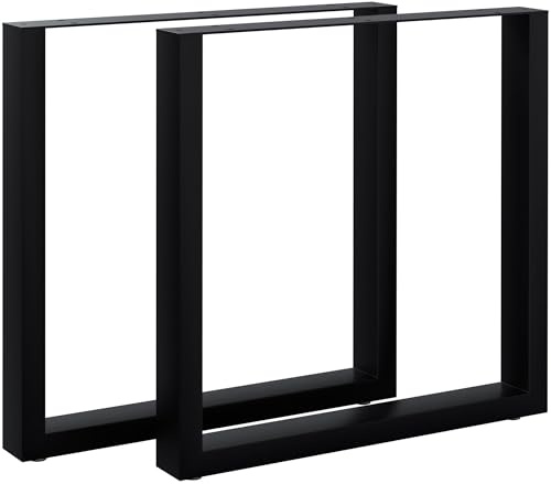 CLP Gambe per Tavolo in Metallo Nero Set di 2 Ilkan, Supporto fai da te per Tavolo, Struttura verniciata a polvere fino a 400 kg, Colore:nero, Dimensione:70 cm