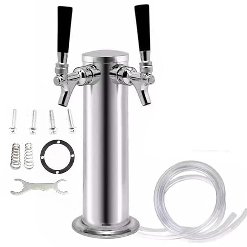 Spillatrice Birra Doppio rubinetto Colonna for vino a doppia testa Rubinetto in acciaio inossidabile Birra alla spina Torre Bar Home for Kegerator per Bar