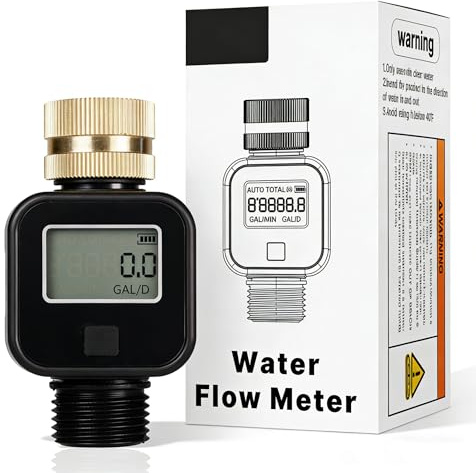 Contador de Agua de Agua, medidor de Agua Digital, medidor de Flujo de Agua con Rosca de latón, Contador de Agua de jardín con 4 Modos de medición, Reloj de Agua de Alta precisión, para riego de
