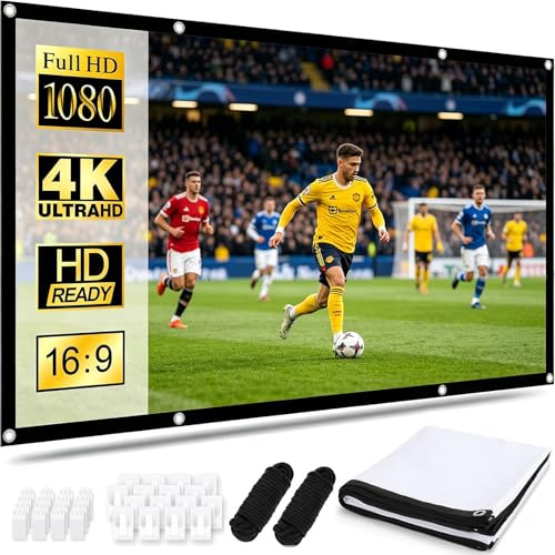 Beamer Leinwand, Anti-Falten 4K Projector Screen, Mobile Leinwand für Beamer, 16:9 HD Faltbarer Projektionsleinwand, Doppelseitige Projektor Leinwand für Heimkino, Outdoor Camping (100 Zoll)