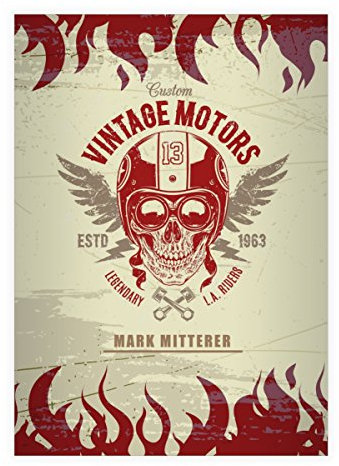 Kartenkaufrausch 4 personalisierte, Trendige Motorrad Totenkopf DIN A4 Schulhefte, Rechenhefte mit Helm tragendem Skull in rot Lineatur 29 (Kariertes/rautiertes Heft)
