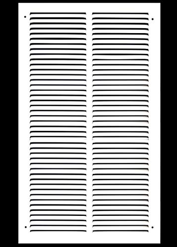 HVAC Premium 10'' x 18'' [Duct Opening] Flat Stamped Steel Return Air Grille - Sidewall and Ceiling - HVAC Vent Duct Cover - White [Outer Dimensions: 11.75''w X 19.75''h]