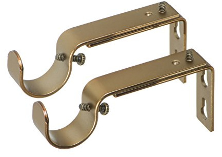 Ivilon Adjustable Brackets for Curtain Rods - for 1 or 1 1/8 Inch Rods. Set of 2 - Warm Gold