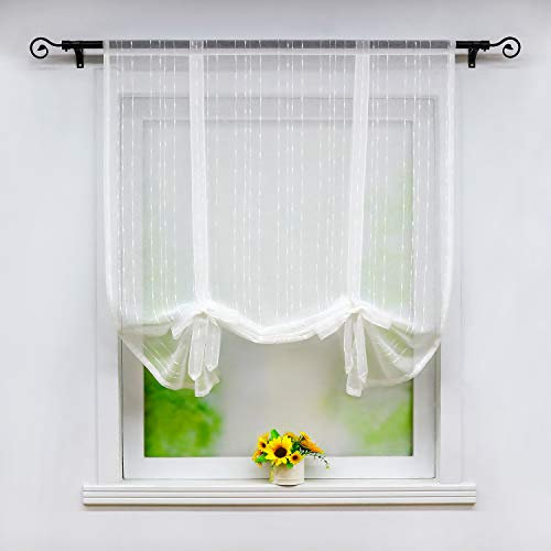 Joyswahl Leinenoptik Raffrollo transparente Bindegardine »Ursel« Wohnzimmer Schals mit Tunnelzug BxH 120x140cm Weiß 1er Pack