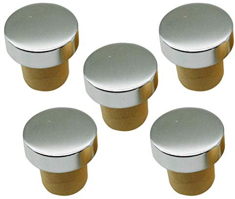 Inzopo 5 x Silikon-Flaschenverschluss, T-Form, Weinverschluss, Korken, Champagner, Bier, Silber