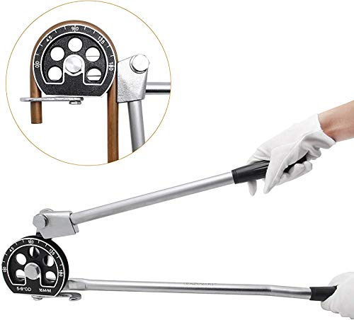Bonvoisin Rohrbieger 0–180 ° manueller Rohrbieger mit festem Haken und klarer, gebogener Skala zum Biegen von weichen Kupfer-/Eisen-/Stahl-/Aluminiumrohren (16 mm)
