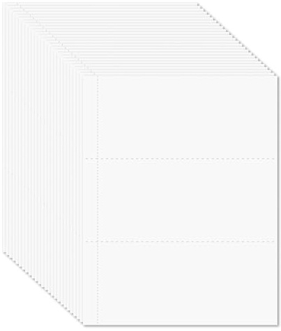 PrintWorks 04122 Perforated Paper 8.5 x 11 White, 2 Horizontal Perfs at 3-2/3 & 7-1/3, 24# Bond Printer Paper, 2500 Sheets for Invoices & Receipts