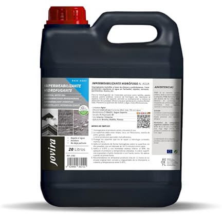 JOVIRA PINTURAS Impermeabilizante Transparente Líquido. Hidrofugante Invisible, No Genera Película, Protección Total en Fachadas, Hormigón,Terrazas, Tejados. Waterproof. (20 Litros, Hidrofugante)