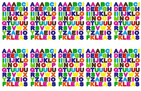 Oblique Unique® 480x Buchstaben Sticker Alphabet ABC Aufkleber Bunt 10 Bögen á 48 Stück für Schuleinführung zum Basteln Spielen Scrapbooking