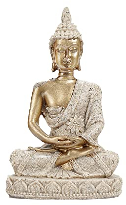 HYFAN Kleine Mini-Buddha-Statue, harmonische Yoga-Figur, Sammlerstück, Handwerk, Feng Shui, Skulptur, Dekoration für Zuhause, Büro, Regal, Schreibtisch (Gold 4)