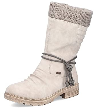 Rieker Damen Winterstiefel Z4755, Frauen Stiefel, wasserabweisend, riekerTEX,schnürstiefel,warm,gefüttert,wasserdicht,tex,beige (60),39 EU / 6 UK
