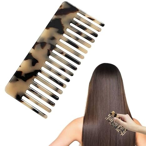 Peigne à Dents Larges, Démêlant Eigne Cheveux Boucles Femmes Résine Cheveux Raides Peigne Sans Poignée Anti Statique peigne Dent Large Pour Enfants Hommes Humide Sec Gros Peigne Dents Large