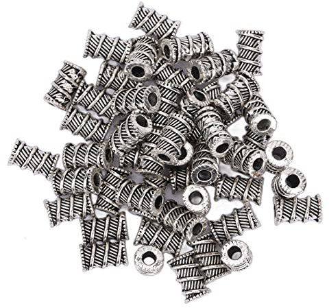 Wikinger-Perlen, 50 Stück Wikinger-Bartperlen, Röhrengewinde, zum Selbermachen, mittlere Größe, Legierungsmaterial, bequeme Kanten, Haarperlen