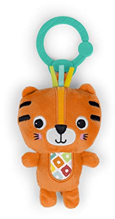 Bright Starts, Jingle Joy Juguete Sonajero para Cochecito - Tigre con Sonidos de Campanilla - Unisex, Recién Nacido +