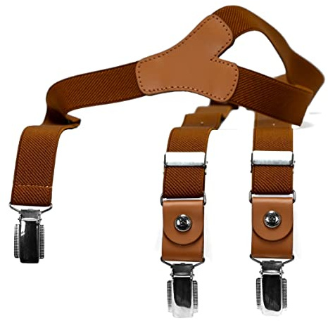 bugatti - Bretelle da 25 mm in tinta unita in pelle con clip, misura 120, cognac, 120 cm