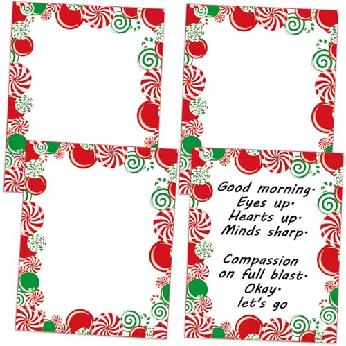 Qyeahkj 100 Sheets Christmas Stationery Paper 8.5 X 11 Christmas Candy Letterhead Paper Printer Paper Holiday Xmas Computer Paper for Teacher Printing Writing Letters Notes School Office Supplies