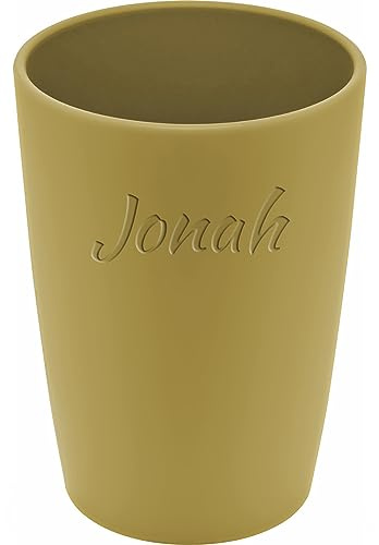 Magu 1 Personalisierter Becher aus Biopolymer (100% Erdölfrei) mit Namen | Trinkbecher + Individuelle Namensgravur Zahnputzbecher Natur Design gold
